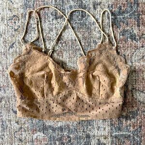 Free People velvet bralette in tan color size S